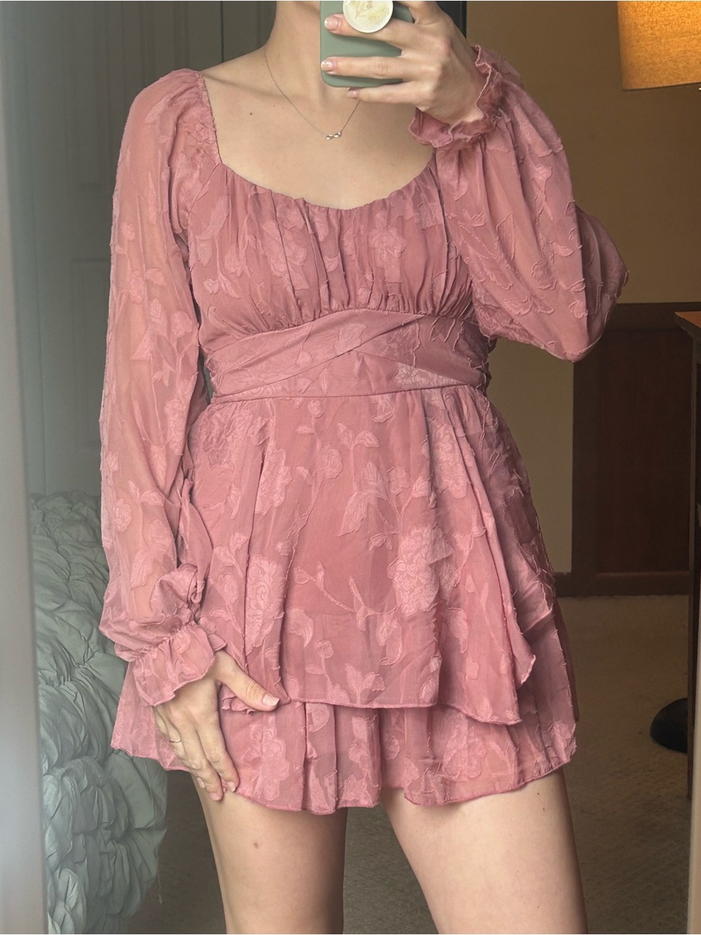 Windsor Dusty Rose Floral Romper with Long Sleeves